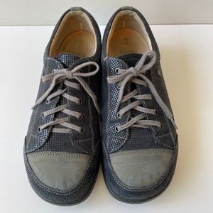 Finn Comfort Ikebukuro Navy Blue Nubuck Suede Leather Lace-up Oxford Shoes